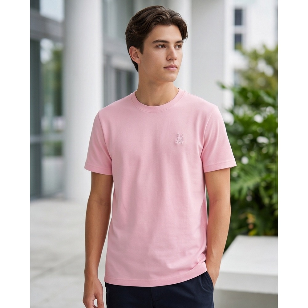 Psycho Bunny Mens Pink Pima Cotton Pique Short Sleeve Logo T-Shirt Size 4